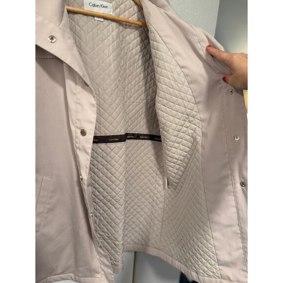 NEW! Calvin Klein L Hooded Raincoat Quilted Interior Waterproof Jacket Tan Beige - Picture 5 of 9